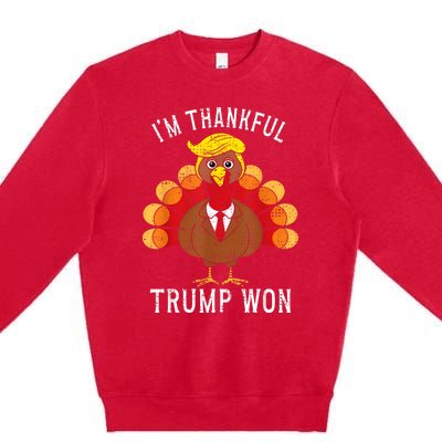 Funny IM Thankful Trump Won Took America Back Thanksgiving Premium Crewneck Sweatshirt