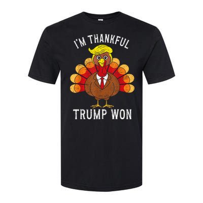 Funny IM Thankful Trump Won Took America Back Thanksgiving Softstyle CVC T-Shirt