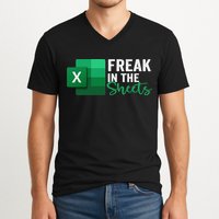 Freak In The Sheets Accountant Funny Spreadsheet Excel V-Neck T-Shirt