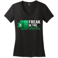 Freak In The Sheets Accountant Funny Spreadsheet Excel Women's V-Neck T-Shirt