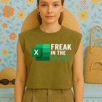 Freak In The Sheets Accountant Funny Spreadsheet Excel Garment-Dyed Women's Muscle Tee