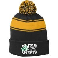 Freak In The Excel Sheets Funny Accountant Spreadsheet Stripe Pom Pom Beanie