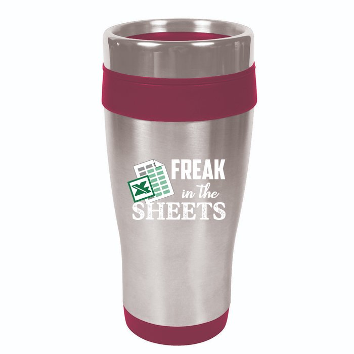 Freak In The Excel Sheets Funny Accountant Spreadsheet 16oz Travel Tumbler