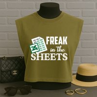 Freak In The Excel Sheets Funny Accountant Spreadsheet Garment-Dyed Women's Muscle Tee