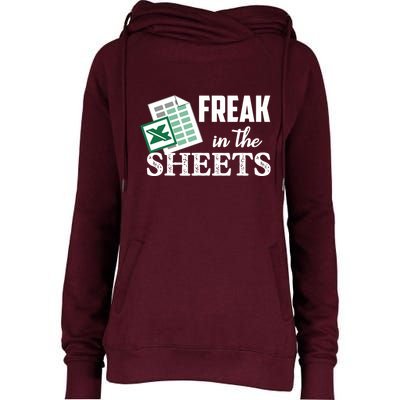 Freak In The Excel Sheets Funny Accountant Spreadsheet Womens Funnel Neck Pullover Hood