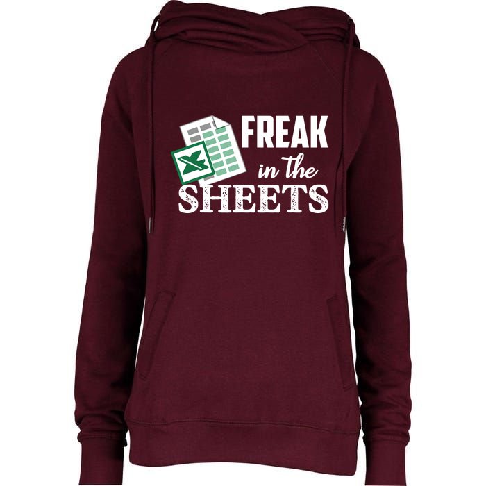 Freak In The Excel Sheets Funny Accountant Spreadsheet Womens Funnel Neck Pullover Hood
