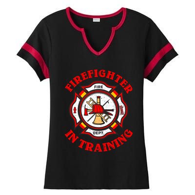 Firefighter In Training Funny Fire Firefighting Gift Ladies Halftime Notch Neck Tee