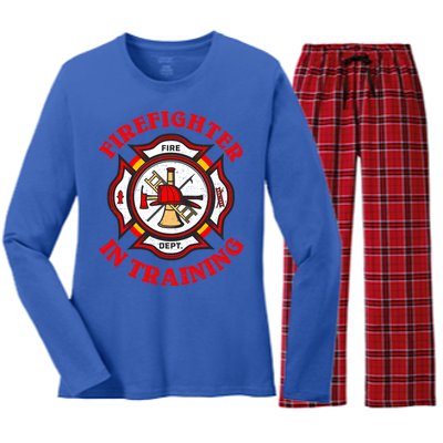 Firefighter In Training Funny Fire Firefighting Gift Women's Long Sleeve Flannel Pajama Set 