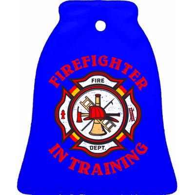 Firefighter In Training Funny Fire Firefighting Gift Ceramic Bell Ornament