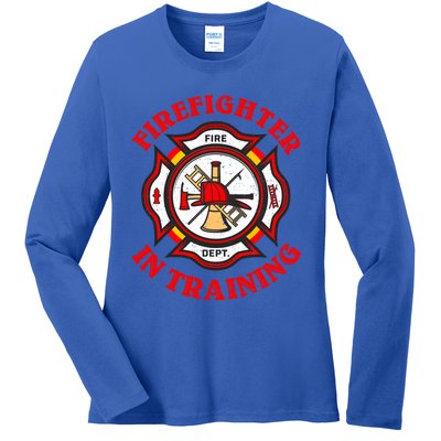 Firefighter In Training Funny Fire Firefighting Gift Ladies Long Sleeve Shirt