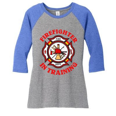 Firefighter In Training Funny Fire Firefighting Gift Women's Tri-Blend 3/4-Sleeve Raglan Shirt