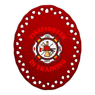 Firefighter In Training Funny Fire Firefighting Gift Ceramic Oval Ornament