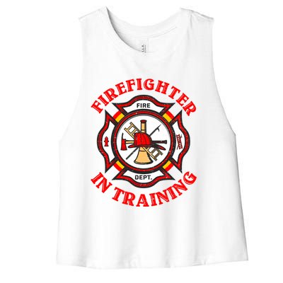 Firefighter In Training Funny Fire Firefighting Gift Women's Racerback Cropped Tank