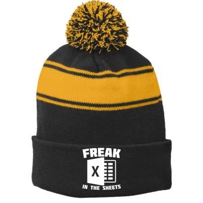 Freak In The Sheets Funny Accountant Analyst Secretary Stripe Pom Pom Beanie