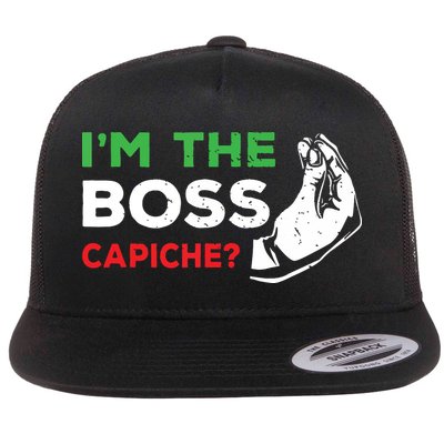 Funny Im The Boss Italian Nonna Nonno Capiche Humor Gift Flatbill Hat