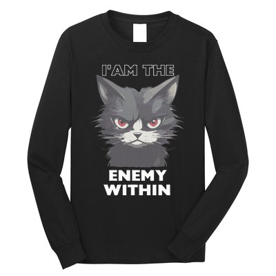 Funny IAm The Enemy Within For Cat LadyQuotesHarris Walz Long Sleeve Shirt