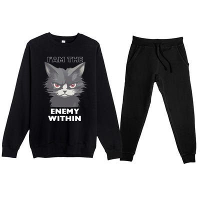 Funny IAm The Enemy Within For Cat LadyQuotesHarris Walz Premium Crewneck Sweatsuit Set