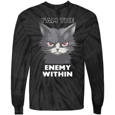 Funny IAm The Enemy Within For Cat LadyQuotesHarris Walz Tie-Dye Long Sleeve Shirt