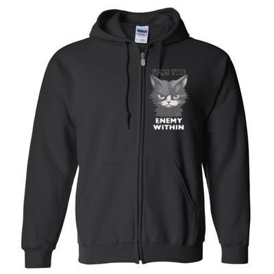 Funny IAm The Enemy Within For Cat LadyQuotesHarris Walz Full Zip Hoodie