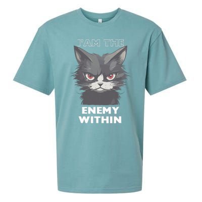 Funny IAm The Enemy Within For Cat LadyQuotesHarris Walz Sueded Cloud Jersey T-Shirt