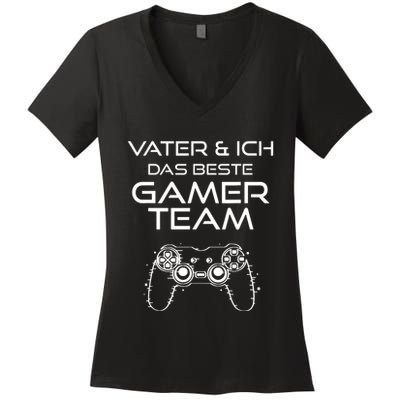 Father & I The Best Gamer Team Women's V-Neck T-Shirt