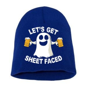 Funny Ing Team Halloween Costume LetS Get Sheet Faced Gift Short Acrylic Beanie