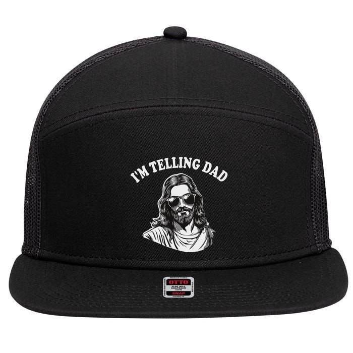 Funny IM Telling Dad Religious Christian Jesus Meme 7 Panel Mesh Trucker Snapback Hat