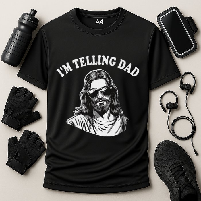 Funny IM Telling Dad Religious Christian Jesus Meme Cooling Performance Crew T-Shirt