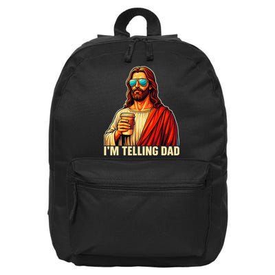 Funny Im Telling Dad Religious Christian Jesus Meme 16 in Basic Backpack