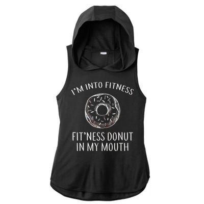 Fitness Fit'ness Donut In My Mouth Ladies PosiCharge Tri-Blend Wicking Draft Hoodie Tank