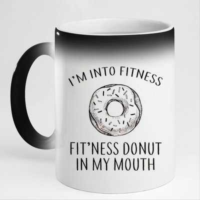 Fitness Fit'ness Donut In My Mouth 11oz Black Color Changing Mug