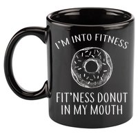 Fitness Fit'ness Donut In My Mouth 11oz C Handle Ceramic Mug