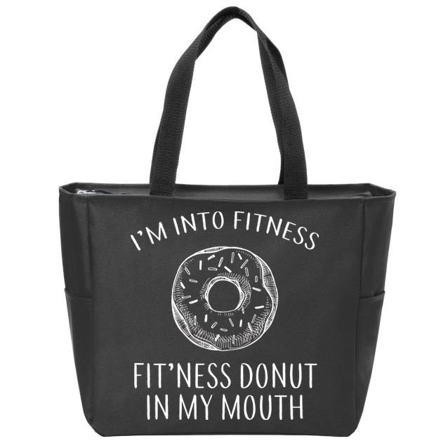Fitness Fit'ness Donut In My Mouth Zip Tote Bag