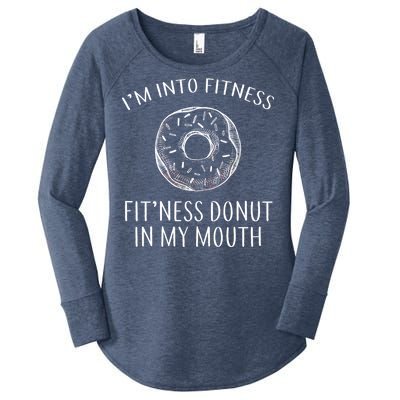 Fitness Fit'ness Donut In My Mouth Women's Perfect Tri Tunic Long Sleeve Shirt