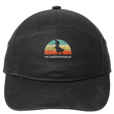 Funny I'm Unstoppable T Rex With Trash Grabber Pickup Tool 7-Panel Snapback Hat
