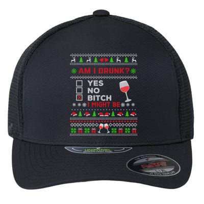 Funny Ing Ugly Christmas Am I Drunk? Bitch I Might Be Cool Gift Flexfit Unipanel Trucker Cap