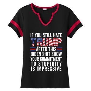 Funny If U Still Hate Trump After This Biden Ladies Halftime Notch Neck Tee