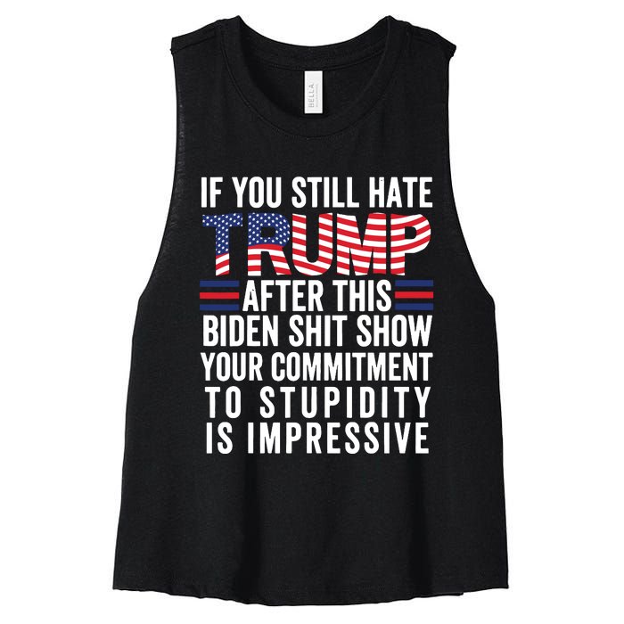 Funny If U Still Hate Trump After This Biden Women's Racerback Cropped Tank