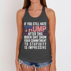 Funny If U Still Hate Trump After This Biden Women's Knotted Racerback Tank