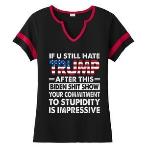 Funny If U Still Hate Trump After This Biden Ladies Halftime Notch Neck Tee