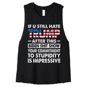 Funny If U Still Hate Trump After This Biden Women's Racerback Cropped Tank