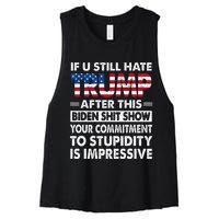 Funny If U Still Hate Trump After This Biden Women's Racerback Cropped Tank