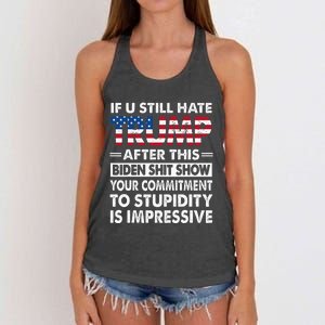 Funny If U Still Hate Trump After This Biden Women's Knotted Racerback Tank