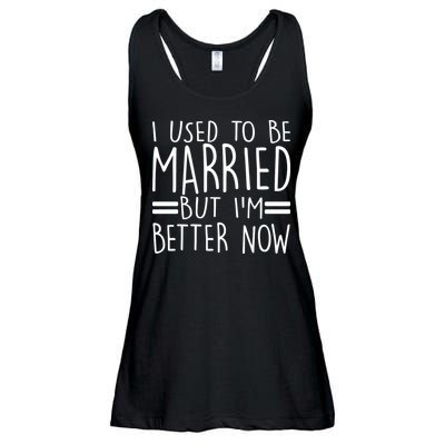 Funny I Used To Be Married But I'm Better Now Ladies Essential Flowy Tank