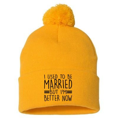 Funny I Used To Be Married But I'm Better Now Pom Pom 12in Knit Beanie