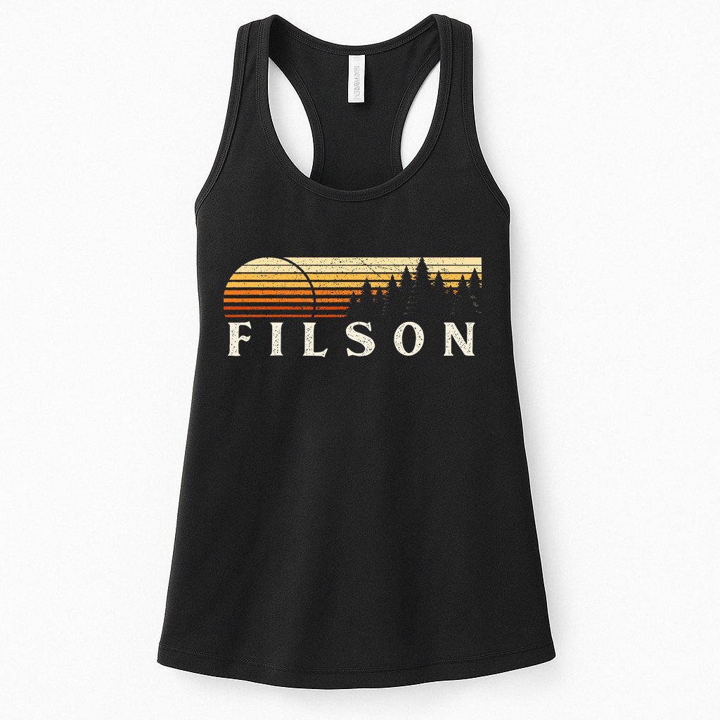 Filson Il Vintage Evergreen Sunset Eighties Retro Womens Tank Top