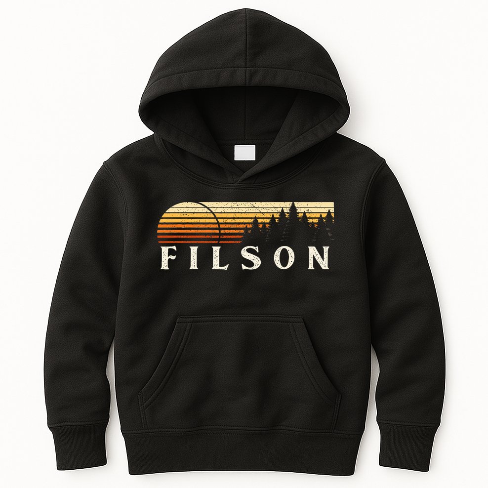 Filson Il Vintage Evergreen Sunset Eighties Retro Kids Hoodie