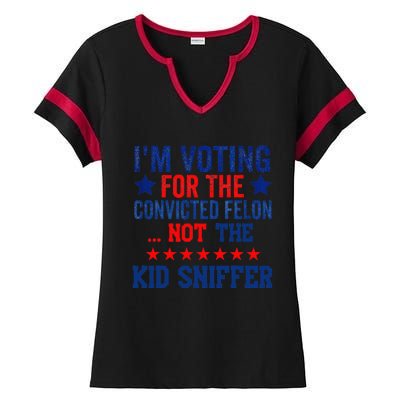 Funny IM Voting For The Convicted Felon Not Sniffer Ladies Halftime Notch Neck Tee