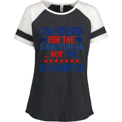 Funny IM Voting For The Convicted Felon Not Sniffer Enza Ladies Jersey Colorblock Tee