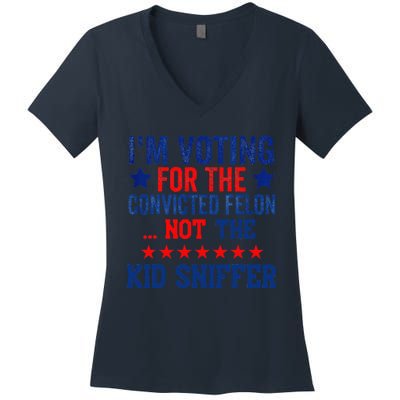 Funny IM Voting For The Convicted Felon Not Sniffer Women's V-Neck T-Shirt